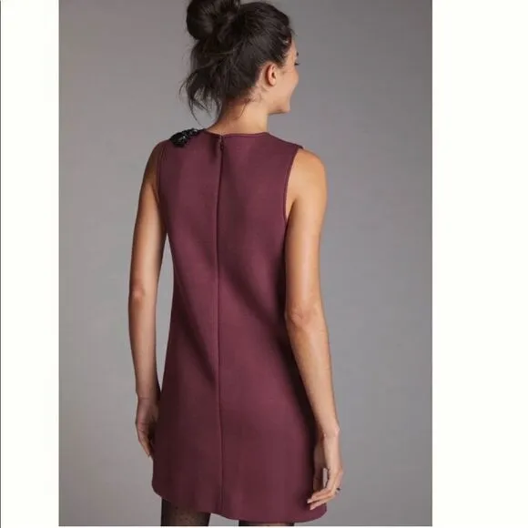 NEW Dhruv Kapoor Anthropologie Sequin Shift Mini Dress Plum