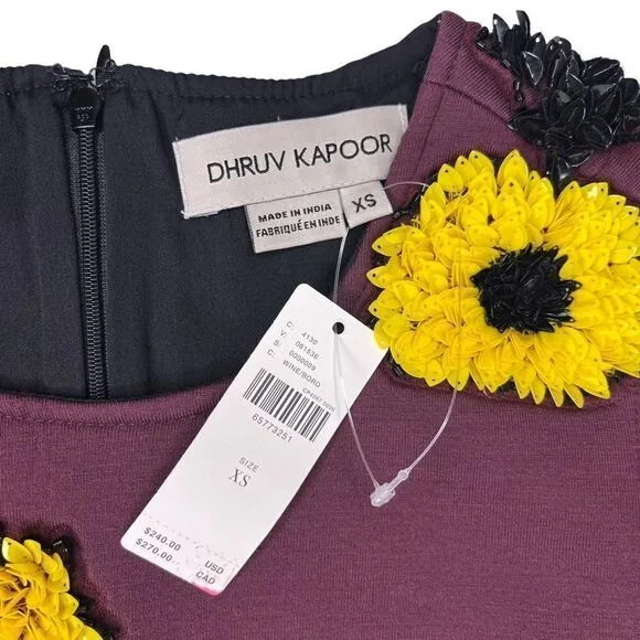 NEW Dhruv Kapoor Anthropologie Sequin Shift Mini Dress Plum