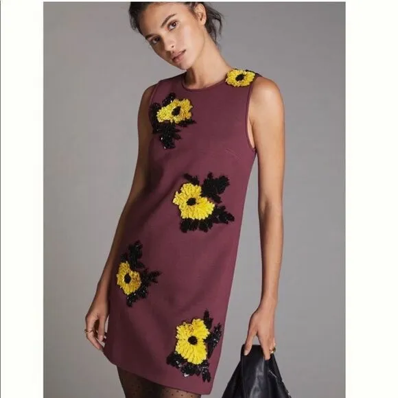 NEW Dhruv Kapoor Anthropologie Sequin Shift Mini Dress Plum