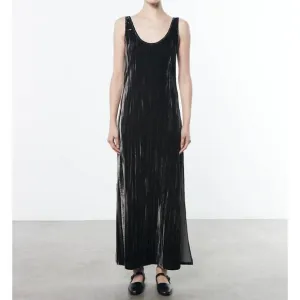 NEW ENZA COSTA silk textured velvet tank dress in anthracite