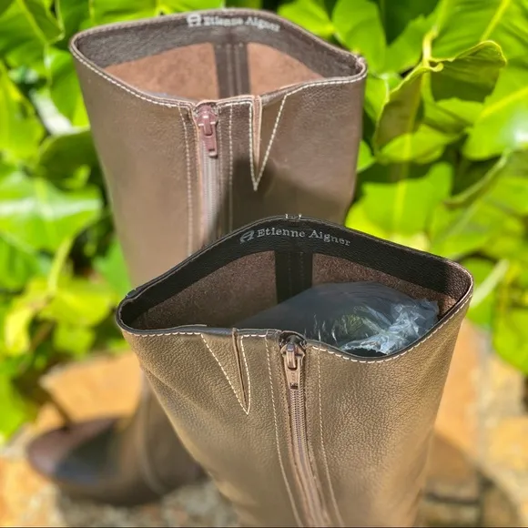 NEW! Etienne Aigner Brown Leather Boots
