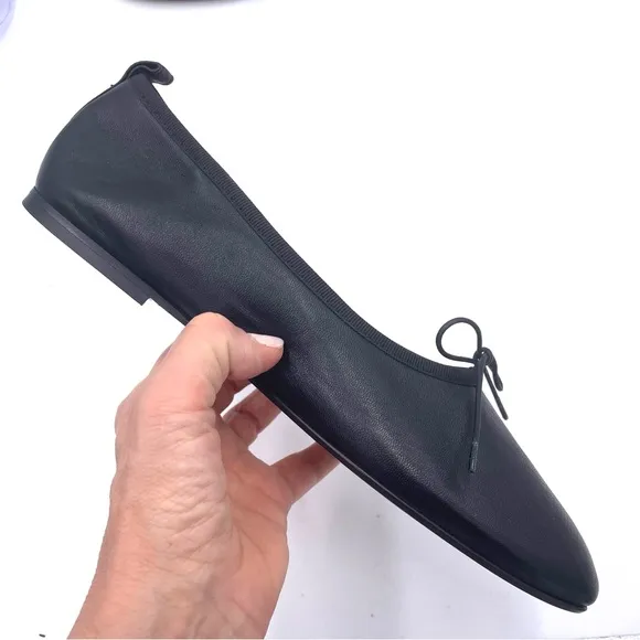 NEW Everlane Black Italian Leather The Day Tie Ballet Flat in Size 10