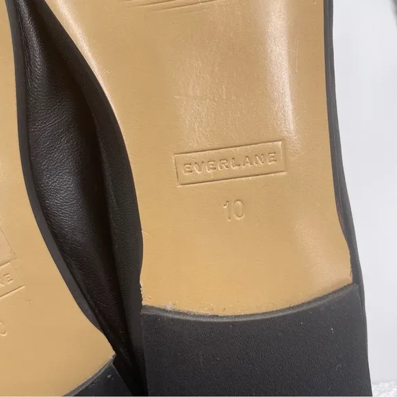 NEW Everlane Black Italian Leather The Day Tie Ballet Flat in Size 10