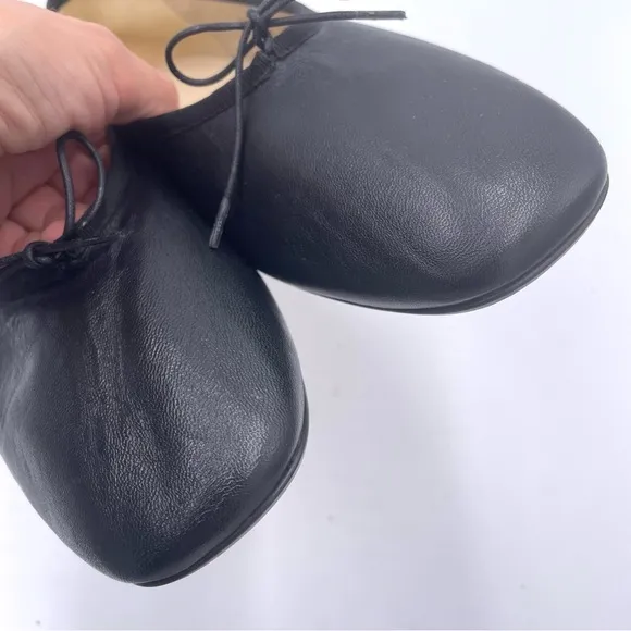 NEW Everlane Black Italian Leather The Day Tie Ballet Flat in Size 10