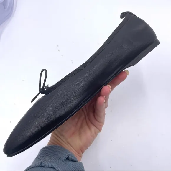 NEW Everlane Black Italian Leather The Day Tie Ballet Flat in Size 10