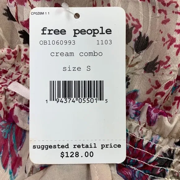 •NEW!🤩 |•FREE PEOPLE•| Cream Combo • Flirty, Floral Dress Spring Summer🌺