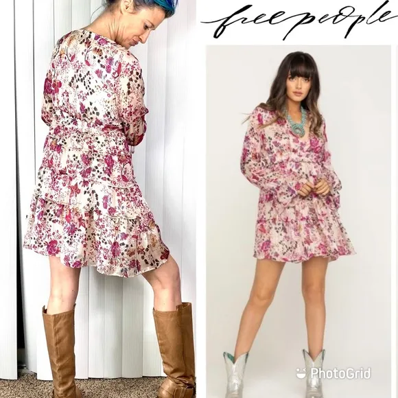 •NEW!🤩 |•FREE PEOPLE•| Cream Combo • Flirty, Floral Dress Spring Summer🌺