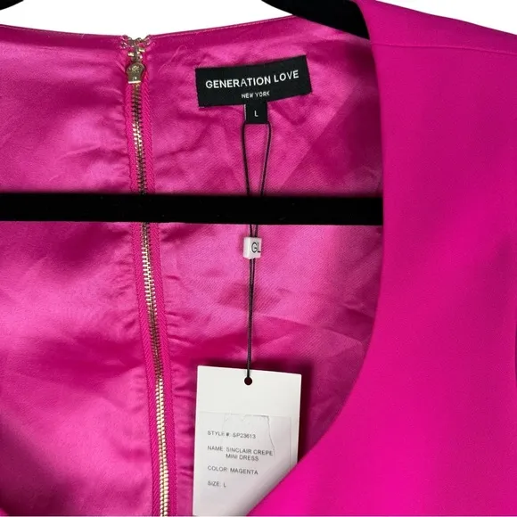 NEW GENERATION LOVE SINCLAIR CREPE MINI DRESS MAGENTA L