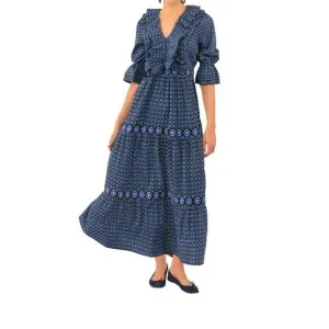 NEW GRETCHEN SCOTT posh foulard maxi dress in navy