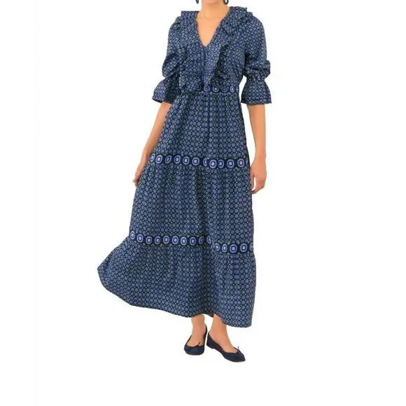 NEW GRETCHEN SCOTT posh foulard maxi dress in navy