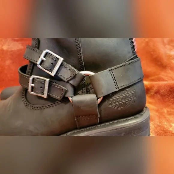 NEW HARLEY DAVIDSON BLACK THICK LEATHER KNEE HIGH SIDE ZIPPER BOOTS