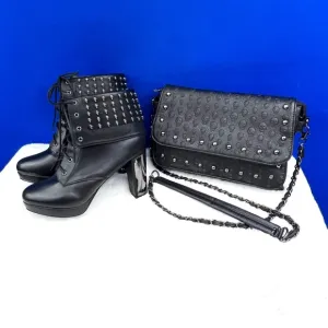 NEW |•HOT TOPIC•| Silver Skull Studded Ankle Boots Platform Faux Leather Size 9