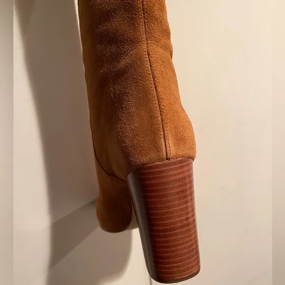 New In Box Size 10 Michael Kors Womens Leigh Tan Suede Knee-High Boots