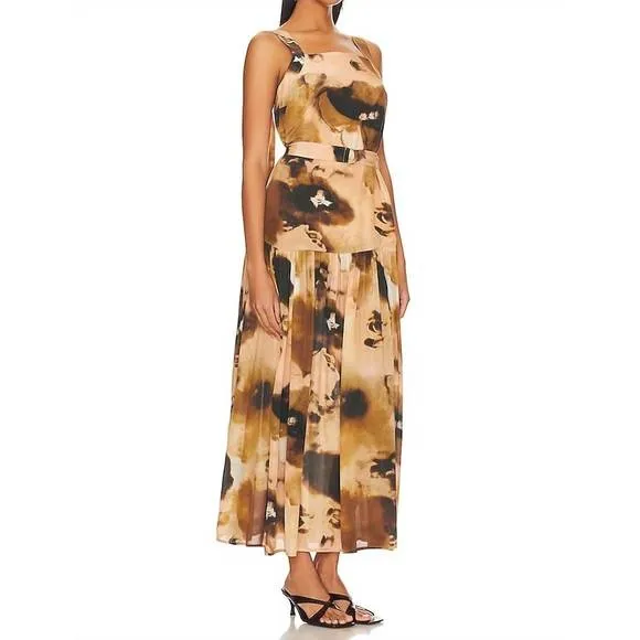 NEW KARINA GRIMALDI topaz print maxi dress in doe watercolor