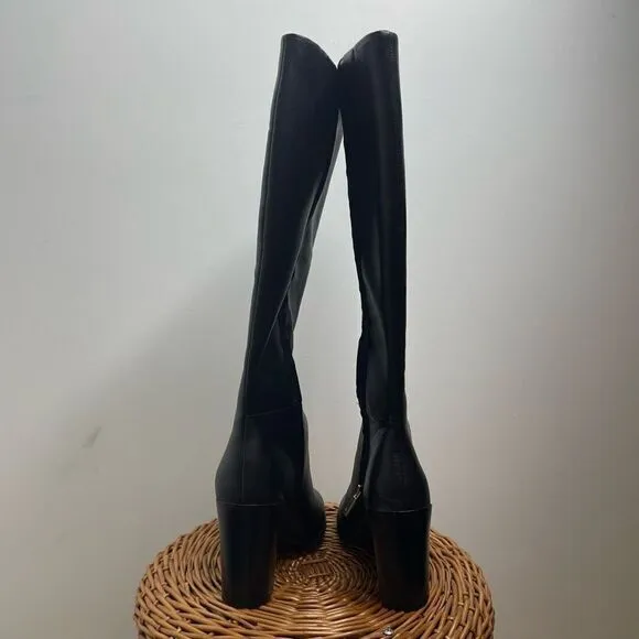 NEW Kenneth Cole Justin Leather Heeled Boots Black Leather With Box NWT 8 $239