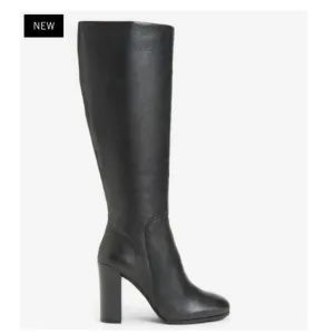 NEW Kenneth Cole Justin Leather Heeled Boots Black Leather With Box NWT 8 $239