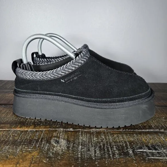 NEW Koolaburra by UGG Burree Platform Womens Size 7 Slipper Shoes Black White