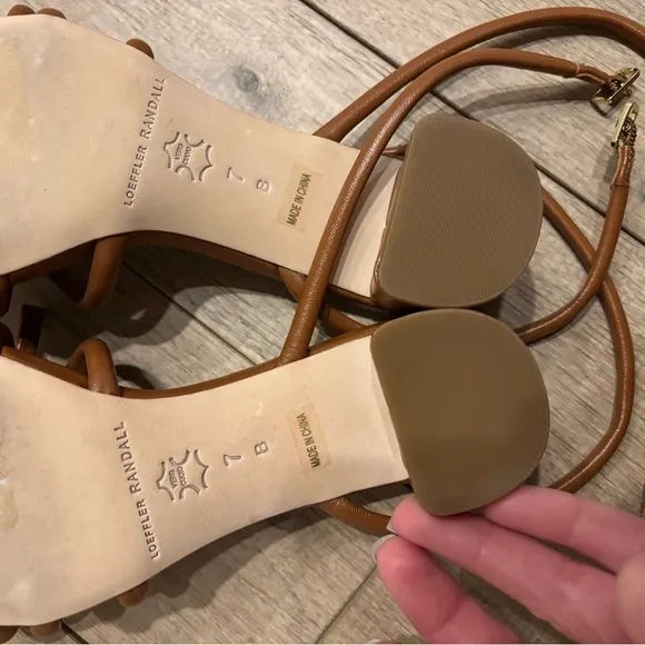 new Loeffler Randall Mikel leather bow block heel sandals  in timber brown