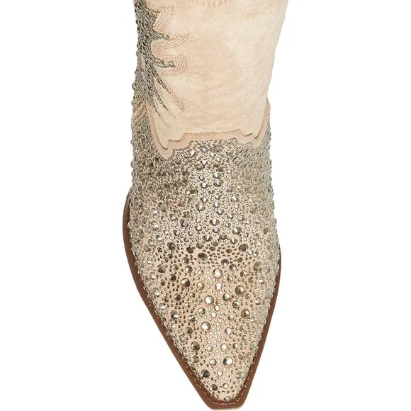 NEW Madden Girl Western Knee Hi Boots Size 7.5 Apple Sand Rhinestone Embellished
