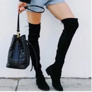 New MARC FISHER Black Velvet Over the Knee Boots