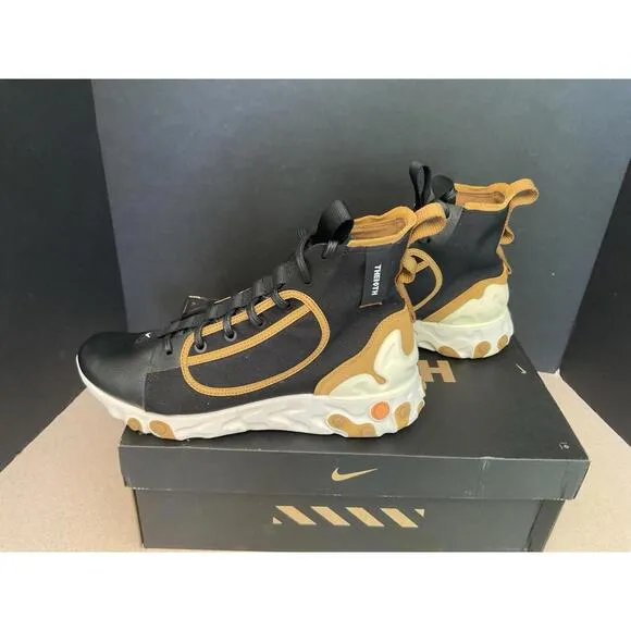 New! Mens Nike React Ianga 'THE10TH' Black / Wheat Athletic Shoes. Size 9. Nice!