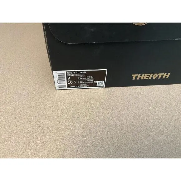 New! Mens Nike React Ianga 'THE10TH' Black / Wheat Athletic Shoes. Size 9. Nice!
