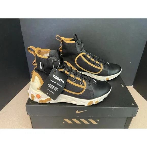 New! Mens Nike React Ianga 'THE10TH' Black / Wheat Athletic Shoes. Size 9. Nice!