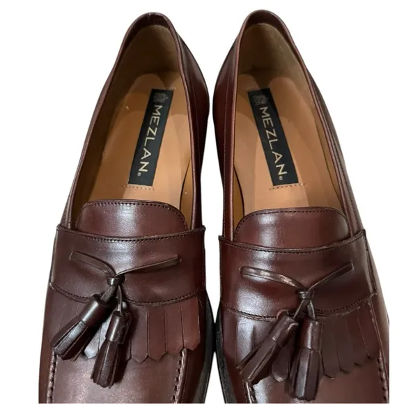 New Mezlan E2391 Cognac Men's Leather Dress Shoes Loafers 8.5