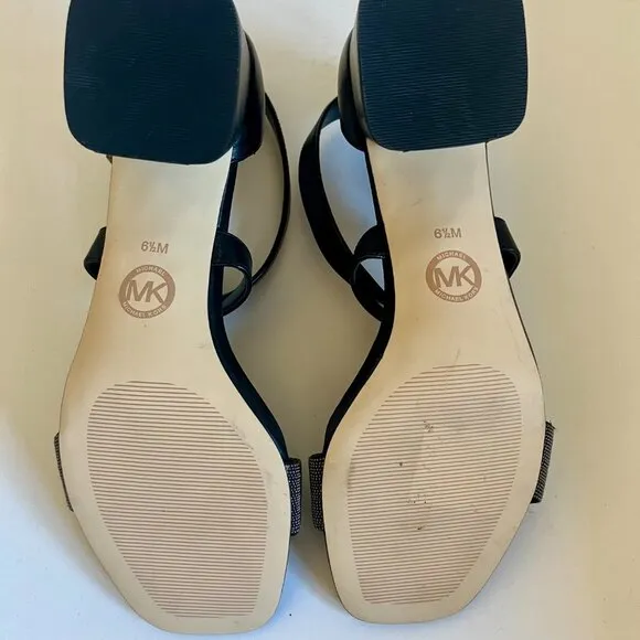 NEW Michael Michael Kors Diane Black Block Heel Sandal Size 6.5