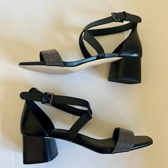 NEW Michael Michael Kors Diane Black Block Heel Sandal Size 6.5