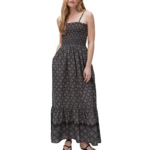 NEW MICHAEL STARS alejandra smocked maxi dress in black combo