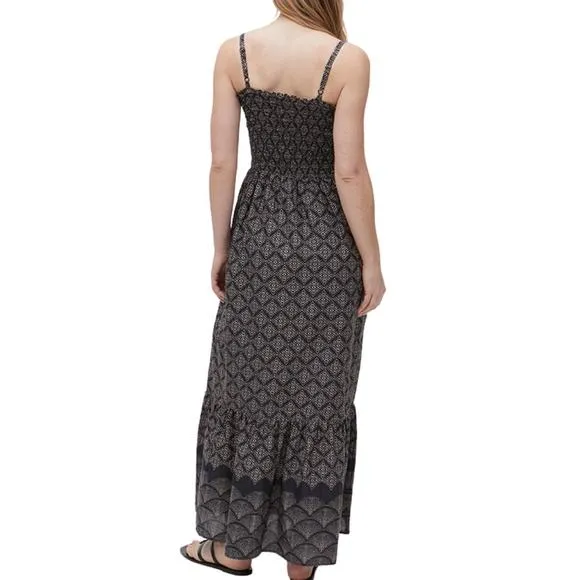 NEW MICHAEL STARS alejandra smocked maxi dress in black combo