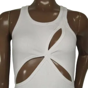 NEW MOTHER OF ALL Womens Midi Dress White Size S Ariel Rib Cut-Out Sleeveless