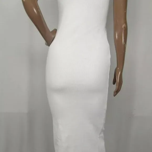 NEW MOTHER OF ALL Womens Midi Dress White Size S Ariel Rib Cut-Out Sleeveless