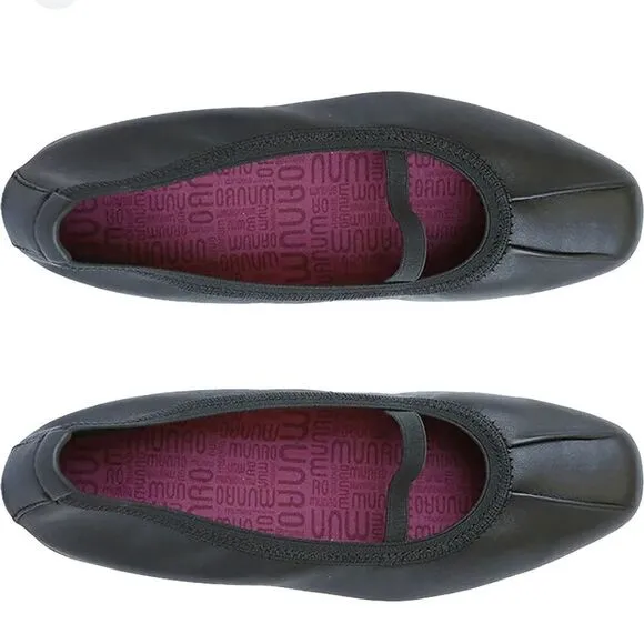 New Munro Shoes TINA-BLACK flat LAMB BLACK LAMB leather ballerina 9.5 W wide