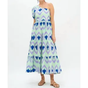 NEW OLIPHANT one shoulder maxi dress in green odisha