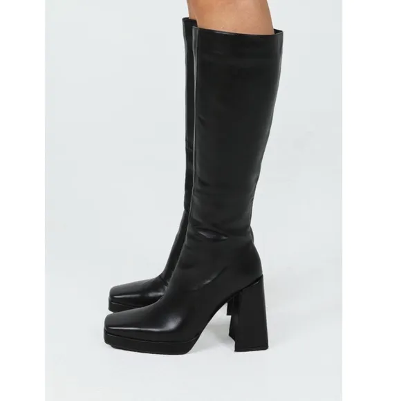 New Princess Polly Montgomery Black Knee High Boots Size 8