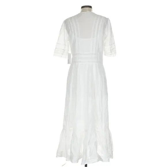 NEW Reformation Oxford Dress 100% Cotton White Prairie  Button Front White Sz10