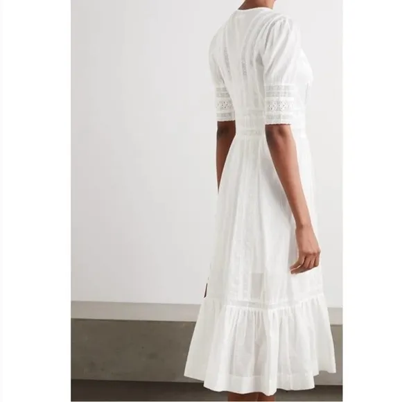 NEW Reformation Oxford Dress 100% Cotton White Prairie  Button Front White Sz10