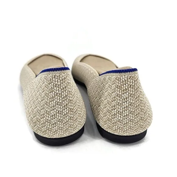 New Rothy's The Point II Womens 10 Cream Herringbone Ballet Flats Shoes