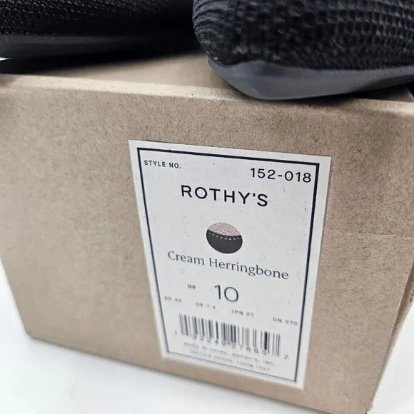 New Rothy's The Point II Womens 10 Cream Herringbone Ballet Flats Shoes