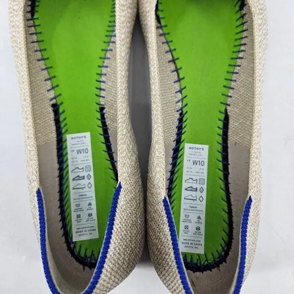 New Rothy's The Point II Womens 10 Cream Herringbone Ballet Flats Shoes