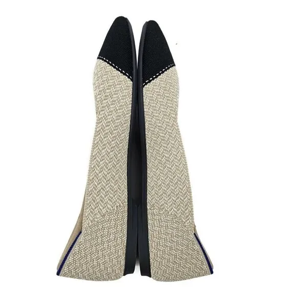 New Rothy's The Point II Womens 10 Cream Herringbone Ballet Flats Shoes