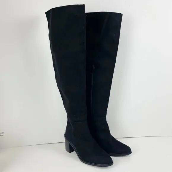 NEW Seychelles Over the Knee High Boots 7.5 Black Heeled Fabric Upper