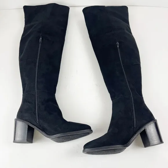NEW Seychelles Over the Knee High Boots 7.5 Black Heeled Fabric Upper