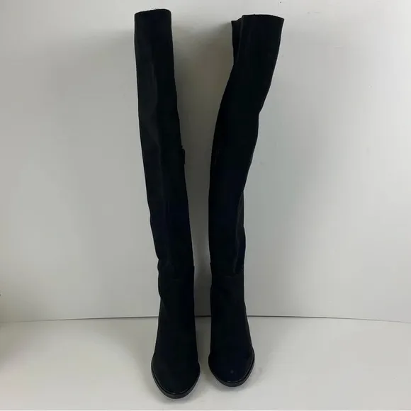 NEW Seychelles Over the Knee High Boots 7.5 Black Heeled Fabric Upper