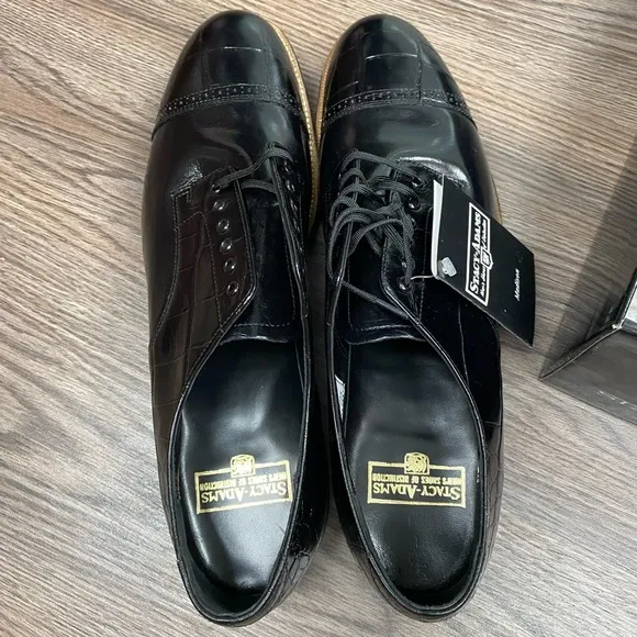 NEW Stacy Adams Madison Black Crocodile Oxfords 12