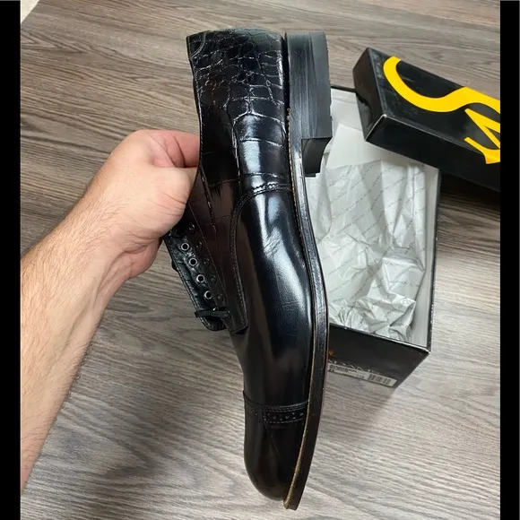 NEW Stacy Adams Madison Black Crocodile Oxfords 12