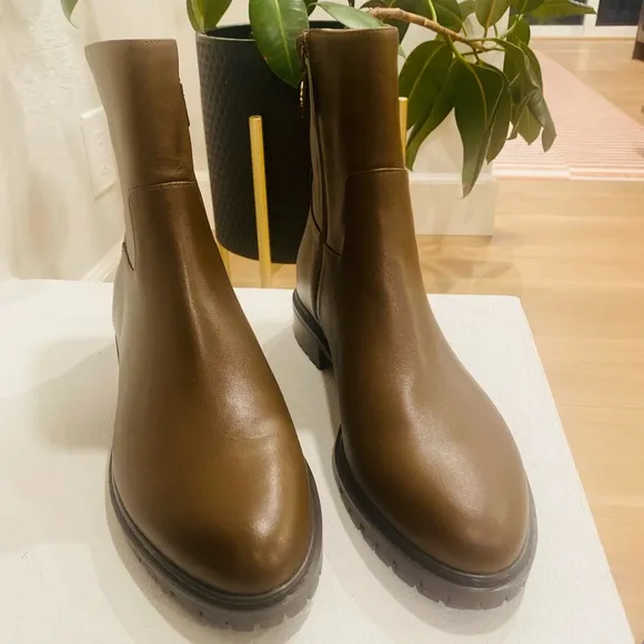 New Stuart Weitzman Men’s 11.5 B Brown Leather Zippered Boots Retail $595