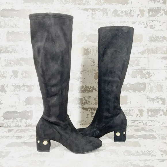 New Stuart Weitzman Pearl Suede Knee High Block Heel Boots T546